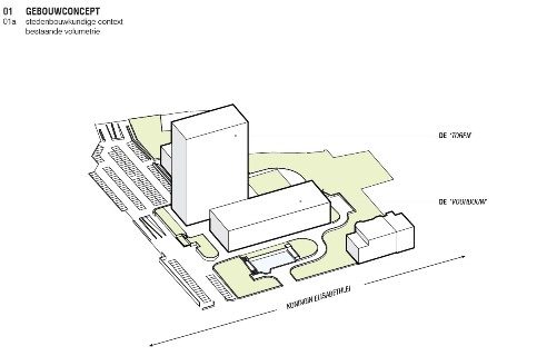 provinciehuis gebouwconcept bestaande volumetrie